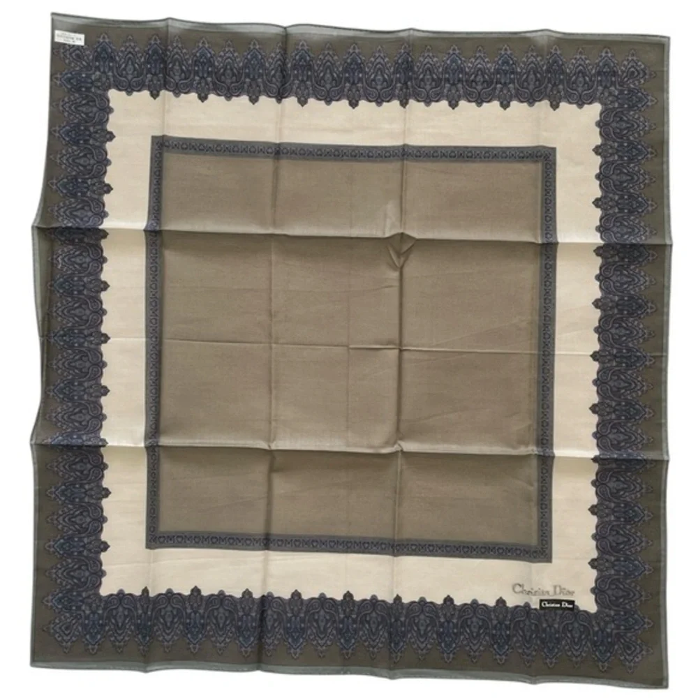 Authentic Christian Dior Vintage Blue and Cream Handkerchief